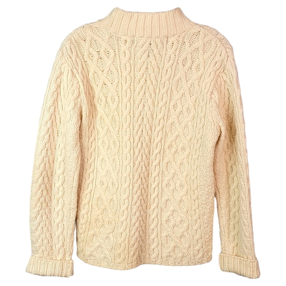 Inis Crafts 100% Merino Wool Made in Ireland Cable Knit Zip Up Heavy Sweater M - Picture 7 of 14